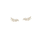 Dainty 925 Sterling Silver Zircon Feather Stud Earrings CZ Leaf Earrings, 18k Gold Plated Jewelry AL938