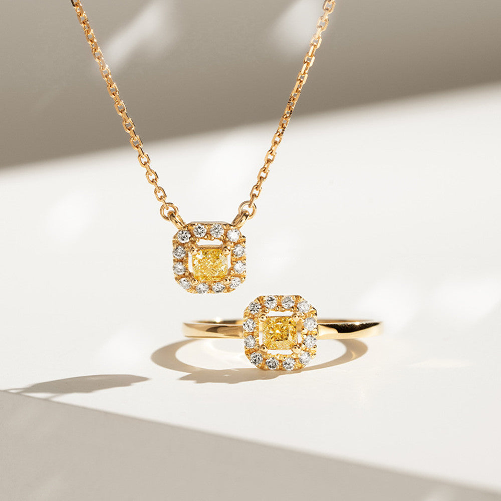 18" Dainty Yellow Zircon Necklace 925 Silver Citrine CZ Necklace, 18k Gold Plated Jewelry AL945