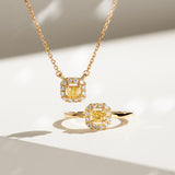 18" Dainty Yellow Zircon Necklace 925 Silver Citrine CZ Necklace, 18k Gold Plated Jewelry AL945