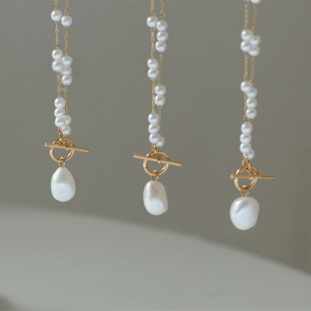 pearl bead rosary chain necklace,