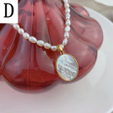 16" White Shell Virgin Mary Pendant & Natural Freshwater Pearl Beads Necklace, Crescent Moon Necklace AL950