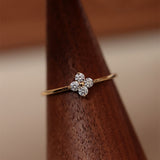 S925 Sterling Silver Four Leaf Clover Ring Zircon Ring, 18k Gold Plated Thin Ring, Lucky Lady Fashion Jewelry AL951