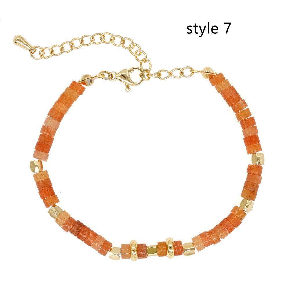 Bohemain Rainbow Natural Stones Beads Friendship Bracelet, Handmade Boho Summer Jewelry AL961