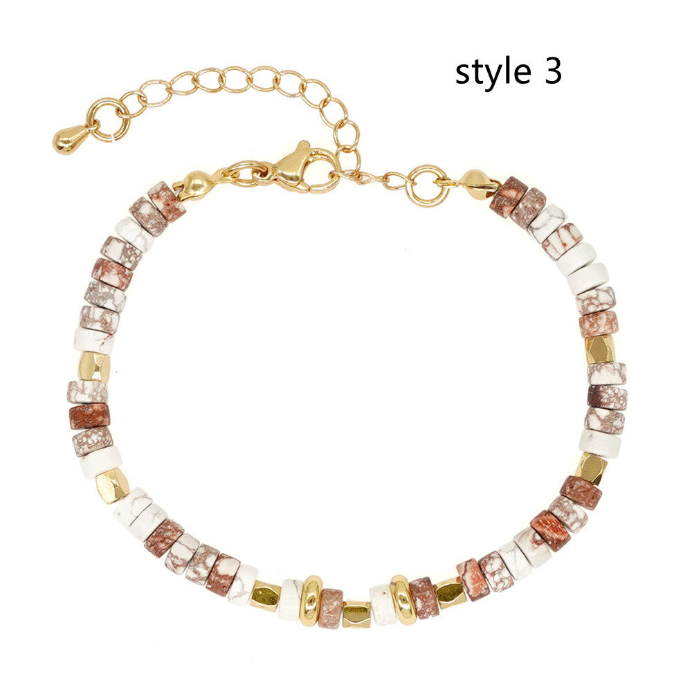 Bohemain Rainbow Natural Stones Beads Friendship Bracelet, Handmade Boho Summer Jewelry AL961