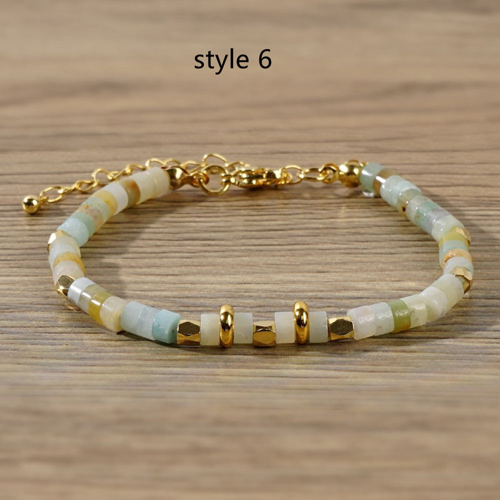 Bohemain Rainbow Natural Stones Beads Friendship Bracelet, Handmade Boho Summer Jewelry AL961