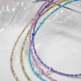 16" Skinny Rainbow Zircon Faceted Beaded Necklace Zircon Necklace, S925 Sterling Silver Summer Jewelry Necklace AL962