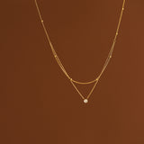 16" Dainty Gold Plated Zircon Necklace CZ Necklace, Titanium Steel Jewelry Necklace AL964