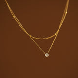 16" Dainty Gold Plated Zircon Necklace CZ Necklace, Titanium Steel Jewelry Necklace AL964