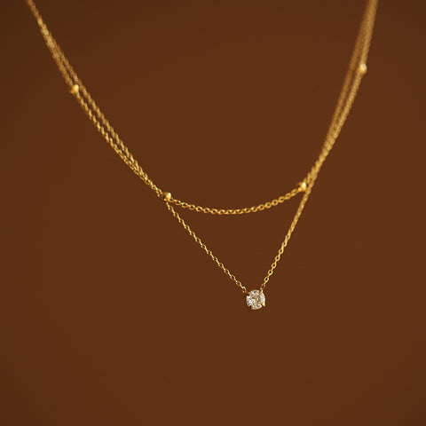 16" Dainty Gold Plated Zircon Necklace CZ Necklace, Titanium Steel Jewelry Necklace AL964