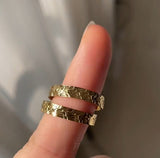 Titanium Steel Irregular Snake Skin Gold Band Ring, Dragon Scale Ring, Lady Fashion Jewelry AL967