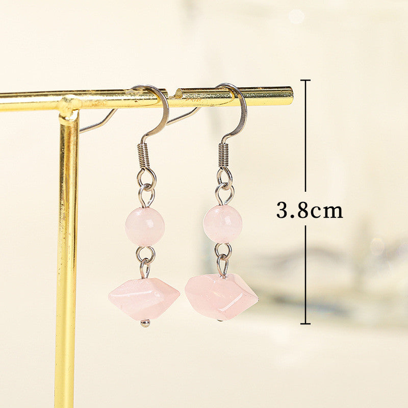 Irregular Amethyst Beads Dangle Earrings, Stainless Steel Ear Hook, Gemstone Jewelry Earring AL969