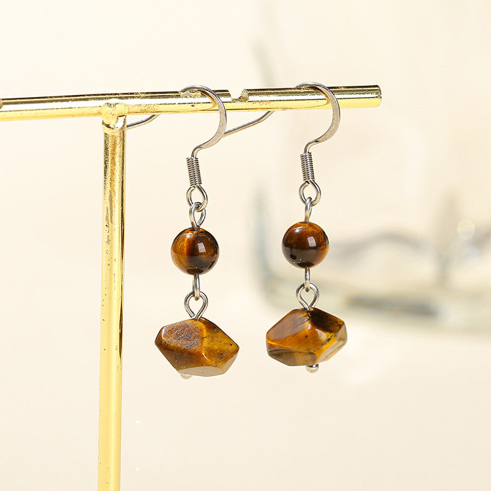 Irregular Amethyst Beads Dangle Earrings, Stainless Steel Ear Hook, Gemstone Jewelry Earring AL969