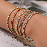 Titanium Steel Full Rainbow CZ Micro Pave Bracelet Zircon Bracelet, Lady Fashion Jewelry AL972