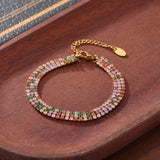 Titanium Steel Full Rainbow CZ Micro Pave Bracelet Zircon Bracelet, Lady Fashion Jewelry AL972