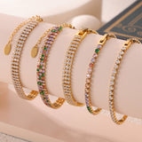 Titanium Steel Full Rainbow CZ Micro Pave Bracelet Zircon Bracelet, Lady Fashion Jewelry AL972