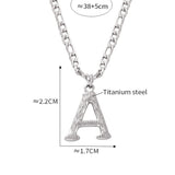 15“ Gold Hammered Initial 26 Letter Necklace, Titanium Steel Jewelry Necklace AL974