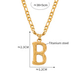 15“ Gold Hammered Initial 26 Letter Necklace, Titanium Steel Jewelry Necklace AL974