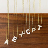 Titanium Steel Natural White Shell Letter Necklace, Beach Shell Summer Jewelry Neckalce AL975