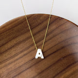 Titanium Steel Natural White Shell Letter Necklace, Beach Shell Summer Jewelry Neckalce AL975