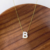 Titanium Steel Natural White Shell Letter Necklace, Beach Shell Summer Jewelry Neckalce AL975