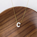 Titanium Steel Natural White Shell Letter Necklace, Beach Shell Summer Jewelry Neckalce AL975