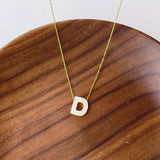 Titanium Steel Natural White Shell Letter Necklace, Beach Shell Summer Jewelry Neckalce AL975