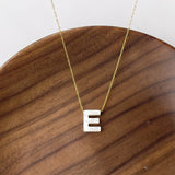 Titanium Steel Natural White Shell Letter Necklace, Beach Shell Summer Jewelry Neckalce AL975