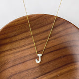 Titanium Steel Natural White Shell Letter Necklace, Beach Shell Summer Jewelry Neckalce AL975