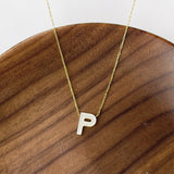 Titanium Steel Natural White Shell Letter Necklace, Beach Shell Summer Jewelry Neckalce AL975