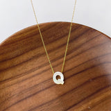 Titanium Steel Natural White Shell Letter Necklace, Beach Shell Summer Jewelry Neckalce AL975