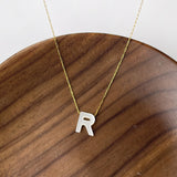 Titanium Steel Natural White Shell Letter Necklace, Beach Shell Summer Jewelry Neckalce AL975