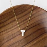 Titanium Steel Natural White Shell Letter Necklace, Beach Shell Summer Jewelry Neckalce AL975