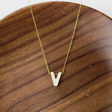 Titanium Steel Natural White Shell Letter Necklace, Beach Shell Summer Jewelry Neckalce AL975