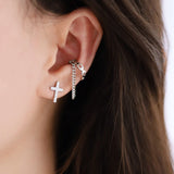 CZ Cross Stud Earrings Zircon Cross Studs, Titanium Stainless Steel Jewelry Earring AL976