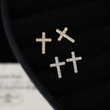 CZ Cross Stud Earrings Zircon Cross Studs, Titanium Stainless Steel Jewelry Earring AL976