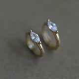 Dainty Marquise Zircon Hoop Earrings 925 Silver CZ Earring, 14k Gold Plated Jewelry Clip Earrings AL978