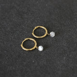 Dainty Round Zircon Dangle Earrings 925 Silver CZ Hoop Earring, 18k Gold Plated Jewelry AL979