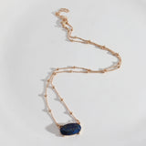 Oval Natural Gemstone Faceted Necklace, Amethyst Lapis Lazuli Crystal Jewelry AL982