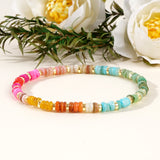 Bohemian Rainbow Shell & Gold Hematite Heishi Beads Bracelet, Handmade Boho Summer Jewelry Bracelet AL985