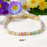 Bohemian Rainbow Shell Heishi Beads Gold Beads Bracelet, Handmade Boho Summer Jewelry Bracelet AL986