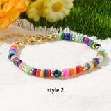 Bohemian Rainbow Shell Heishi Beads Gold Beads Bracelet, Handmade Boho Summer Jewelry Bracelet AL986