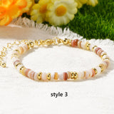 Bohemian Rainbow Shell Heishi Beads Gold Beads Bracelet, Handmade Boho Summer Jewelry Bracelet AL986