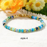 Bohemian Rainbow Shell Heishi Beads Gold Beads Bracelet, Handmade Boho Summer Jewelry Bracelet AL986