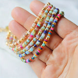 Bohemian Rainbow Shell Heishi Beads Gold Beads Bracelet, Handmade Boho Summer Jewelry Bracelet AL986