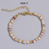 Bohemian Rainbow Shell Heishi Beads Gold Beads Bracelet, Handmade Boho Summer Jewelry Bracelet AL986