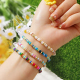 Bohemian Rainbow Shell Heishi Beads Gold Beads Bracelet, Handmade Boho Summer Jewelry Bracelet AL986