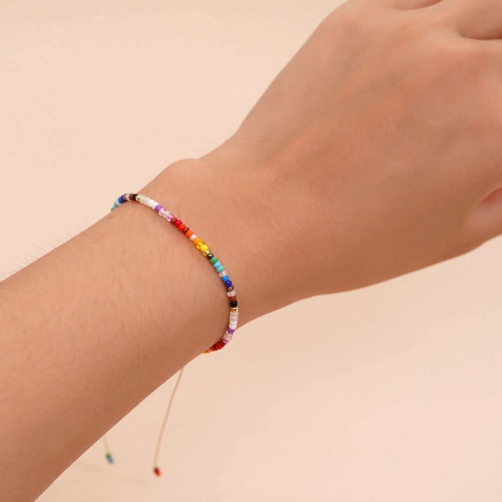 Beach Bohemian Skinny Miyuki Beads Bracelet, Adjustable, Handmade Friendship Boho Summer Jewelry AL991