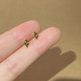 Tiny Marquise S925 Sterling Silver Olivine CZ Stud Earrings Green Zircon Earrings, Fashion Simple Jewelry AL995