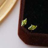 Tiny Marquise S925 Sterling Silver Olivine CZ Stud Earrings Green Zircon Earrings, Fashion Simple Jewelry AL995