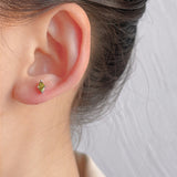 Tiny Marquise S925 Sterling Silver Olivine CZ Stud Earrings Green Zircon Earrings, Fashion Simple Jewelry AL995